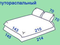 Размеры полуторной кровати